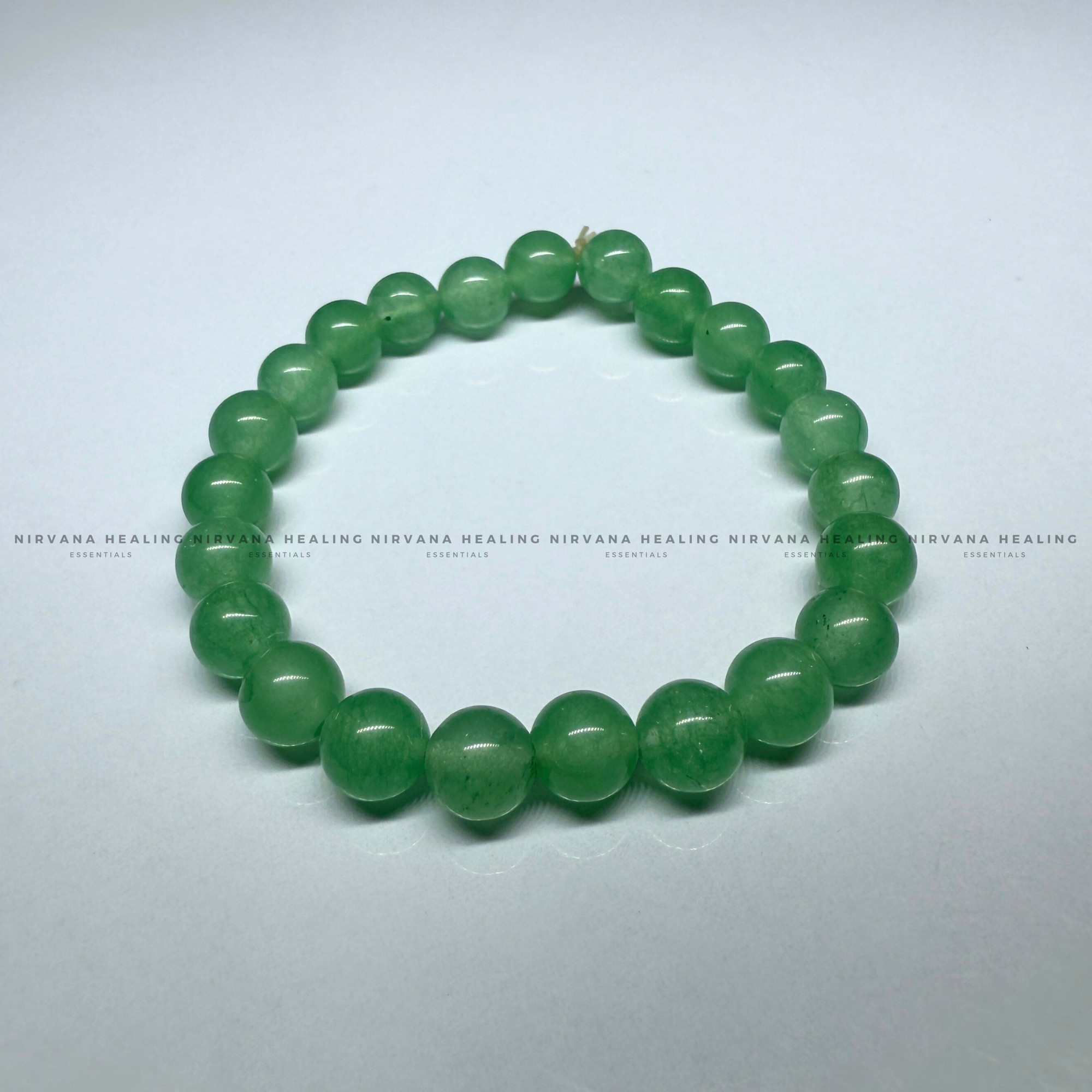 GREEN AGATE ROUND BEADED BRACELET (Balance, Healing, Renewal And Vitality) - Image 3