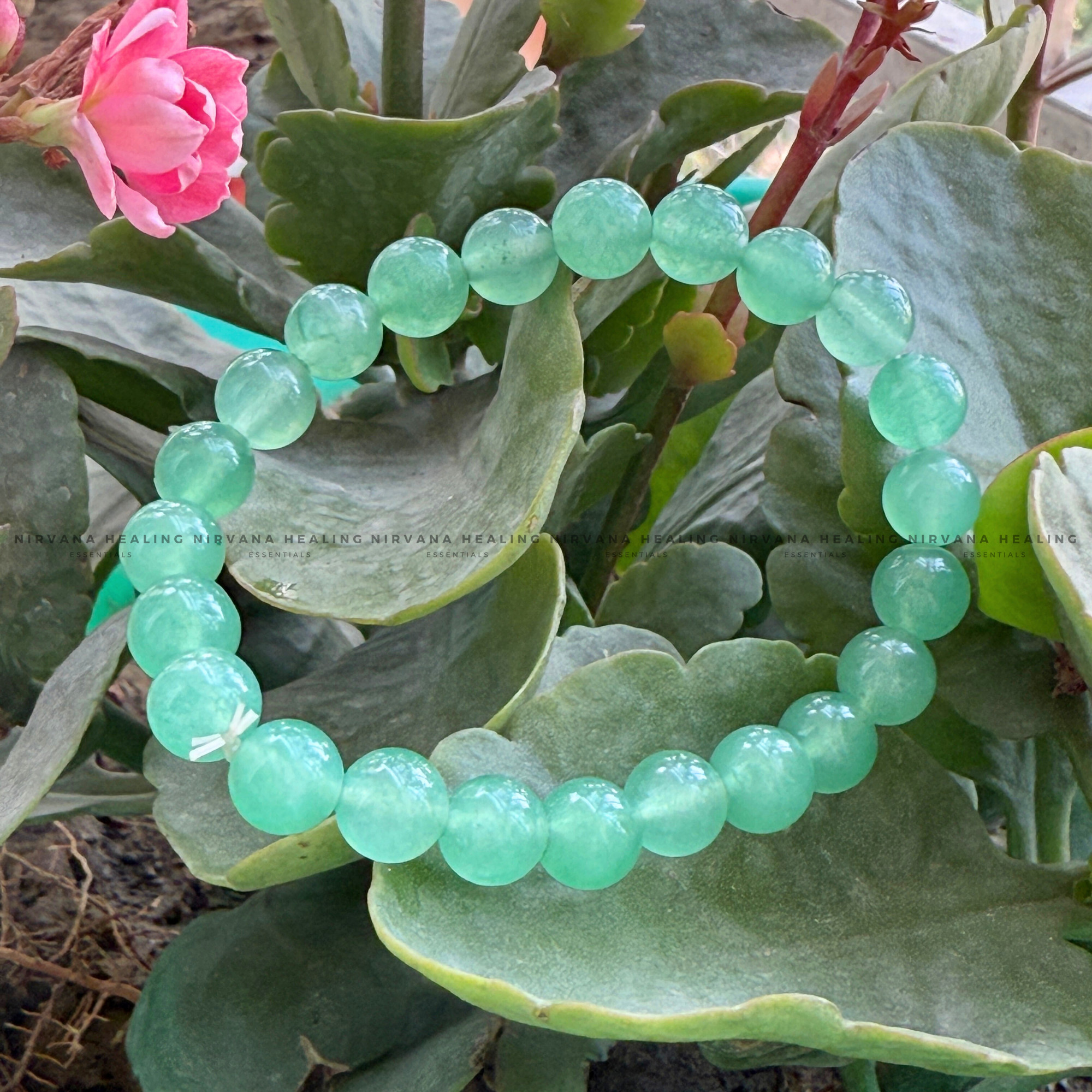 GREEN AGATE ROUND BEADED BRACELET (Balance, Healing, Renewal And Vitality) - Image 5