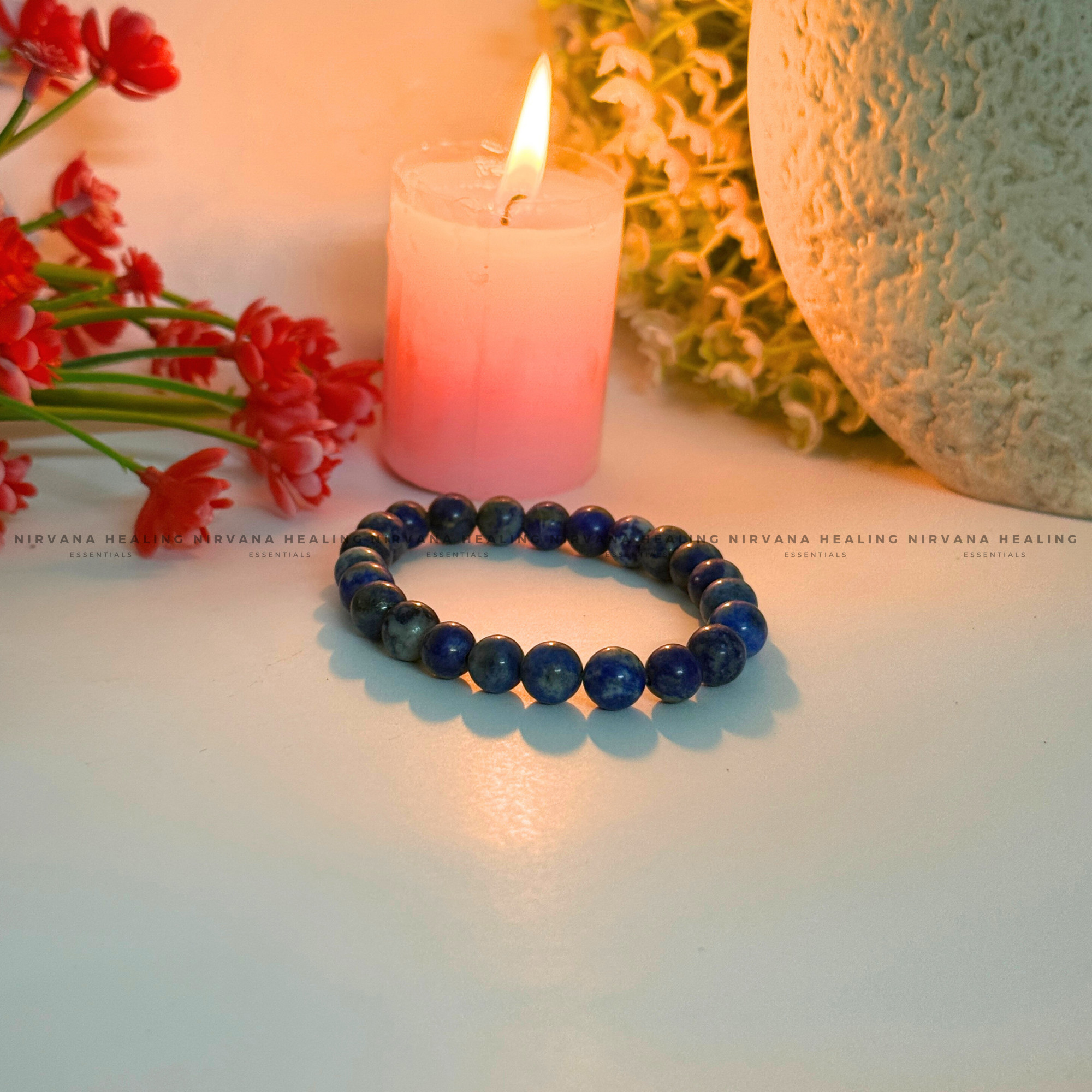 LAPIS LAZULI ROUND BEADED BRACELET
(Communication, Truth, Ease Of Expression And Wisdom) - Image 3