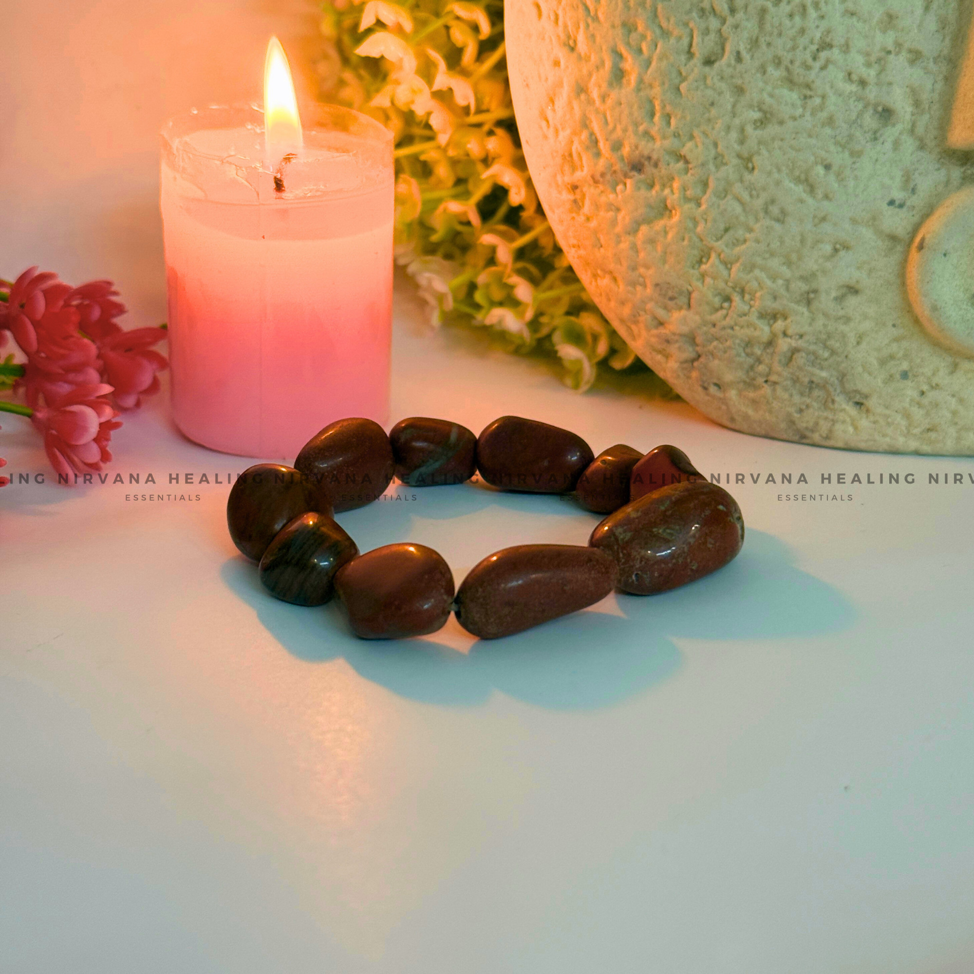 RED JASPER TUMBLE BRACELET (Immunity, Strength, Health And Pain Relief) - Image 3