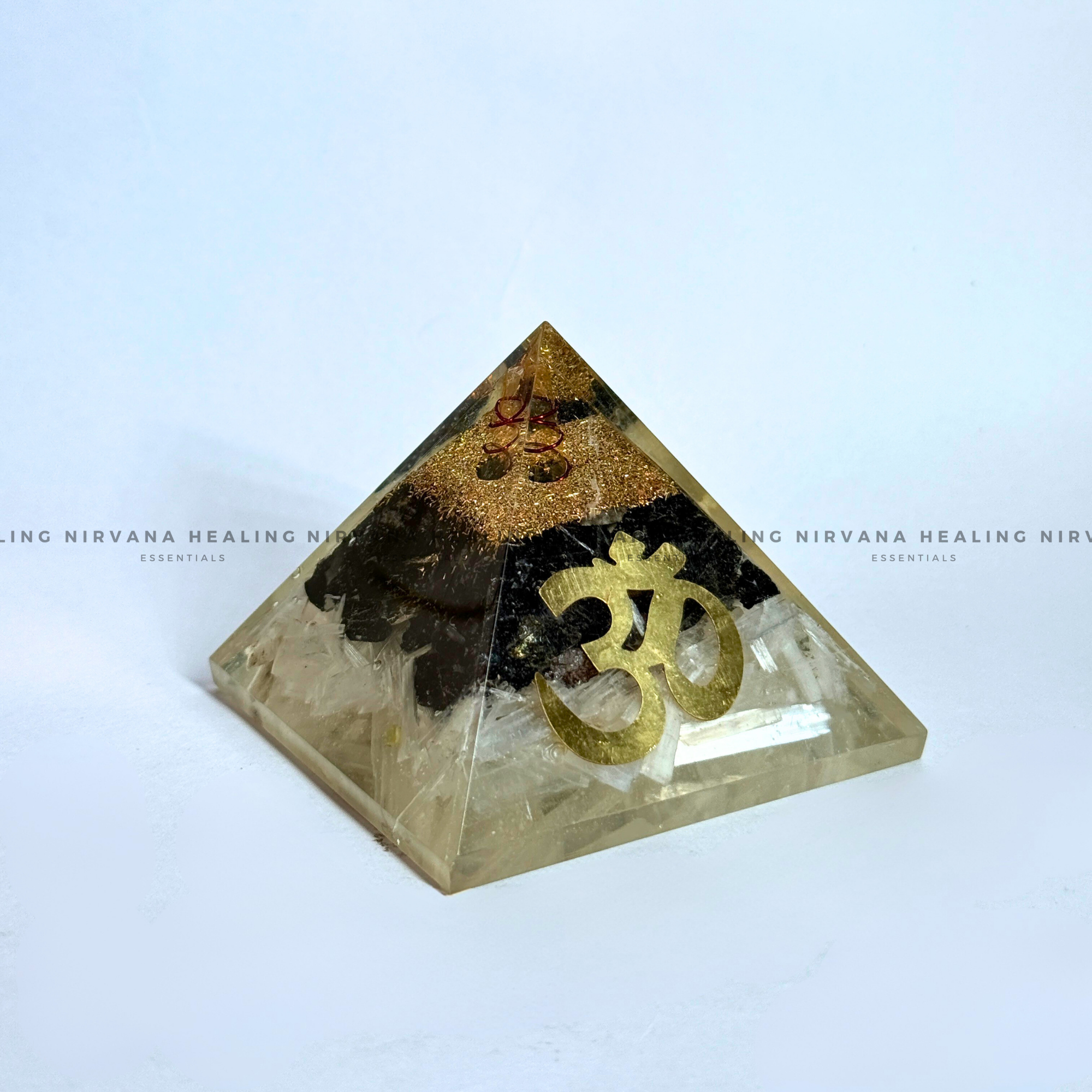 BLACK AGATE WITH CLEAR QUARTZ OM SYMBOL PYRAMID (Mental Clarity, Master Healer And Energy Amplifier).
- Image 5