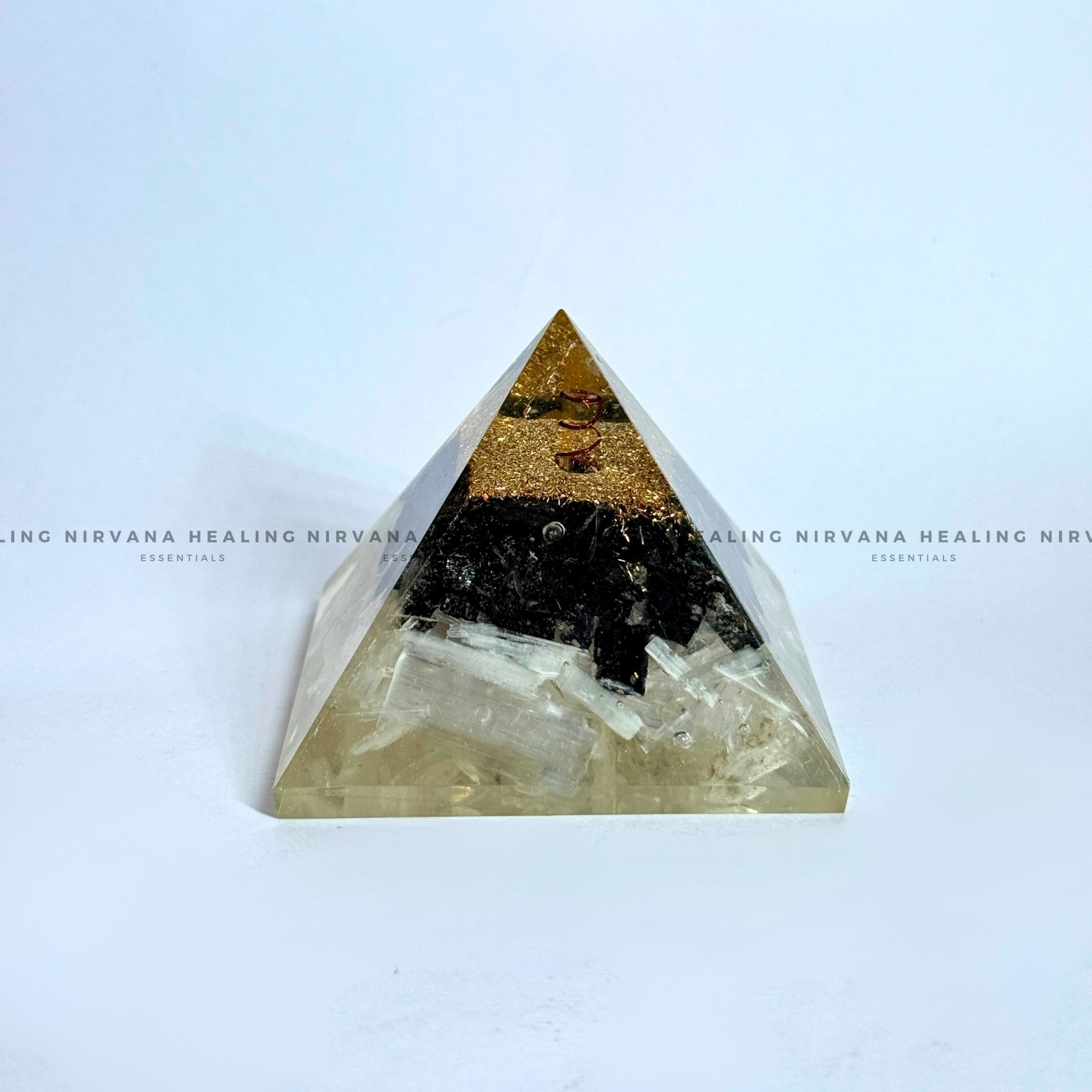 BLACK AGATE WITH CLEAR QUARTZ OM SYMBOL PYRAMID (Mental Clarity, Master Healer And Energy Amplifier).
- Image 6