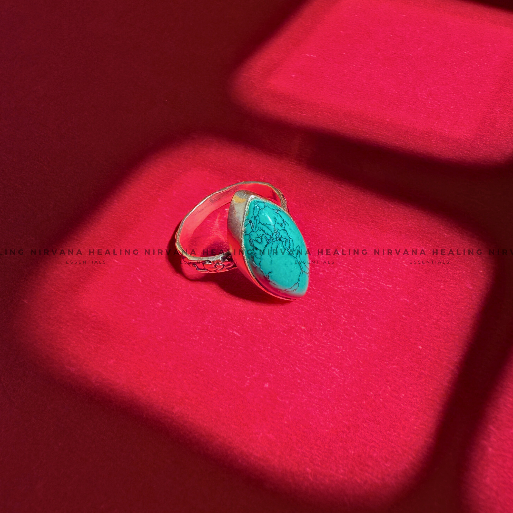TURQUOISE DIAMOND SHAPED RING (Divine Protection, Psycho Gifts, Healing, Wisdom, Truth) - Image 3