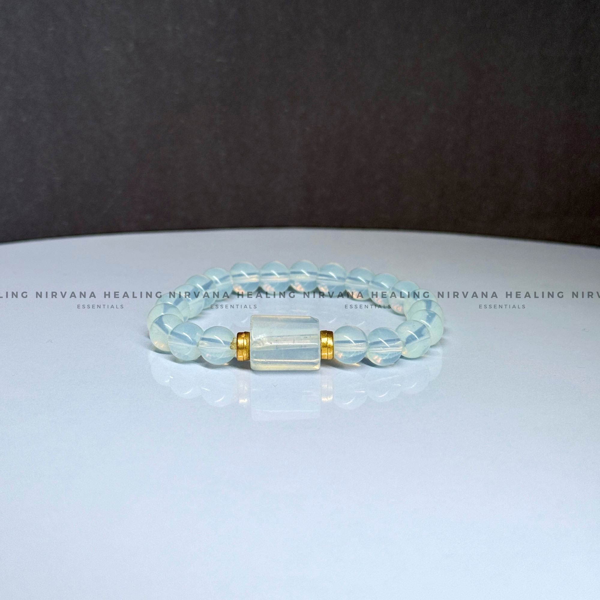 OPALITE WITH DESIGN ROUND BEADED BRACELET (Balance, Enhance Psychic Abilities, Serenity And Transformation) - Image 4