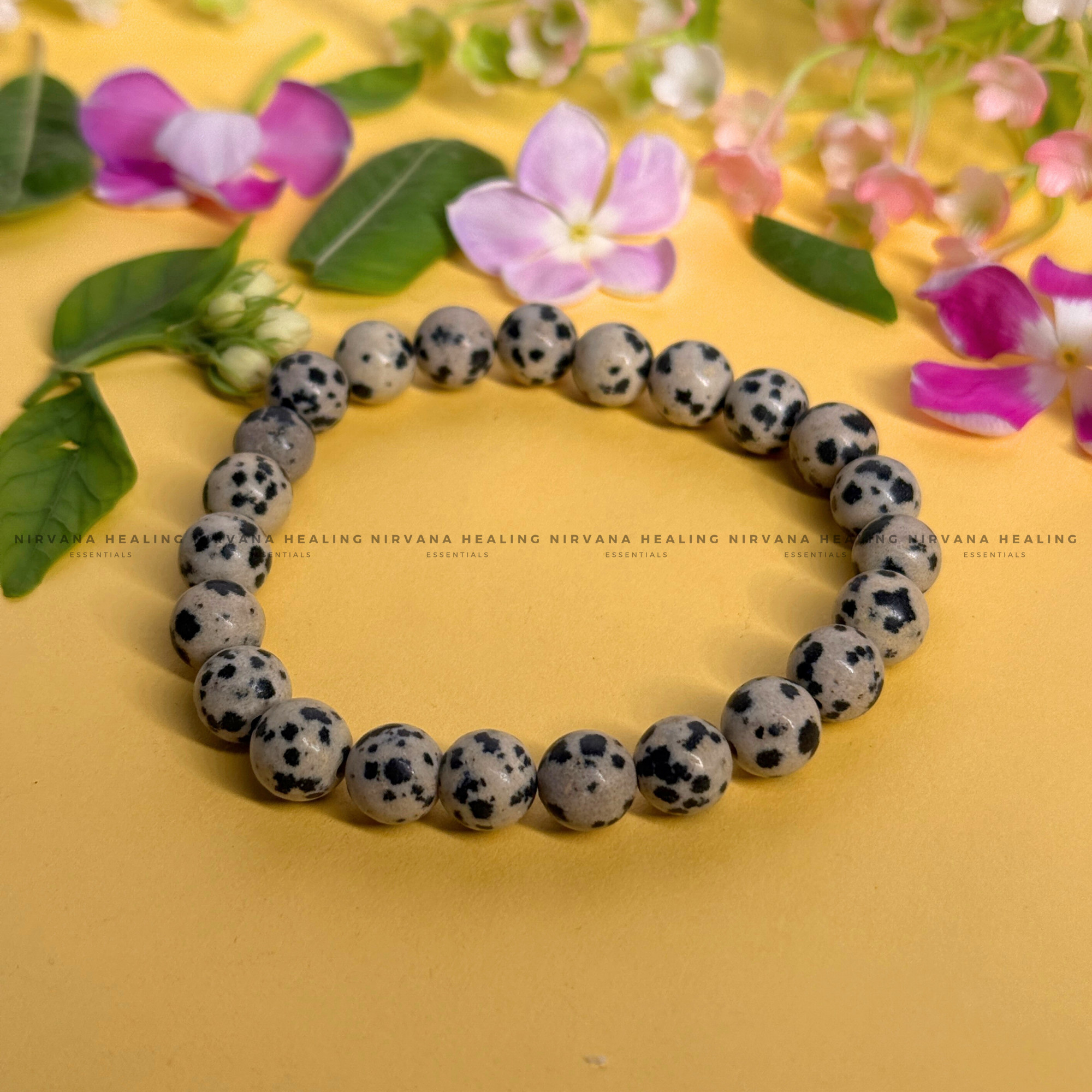 DALMATIAN ROUND BEADED BRACELET (Joy, Grounding And Loyalty)