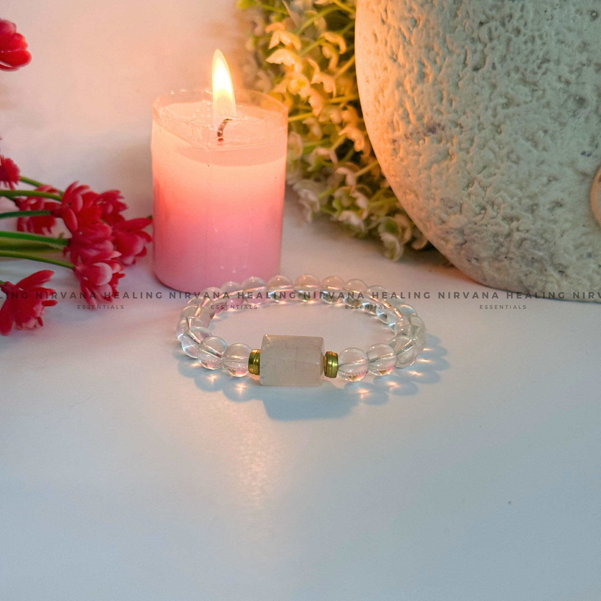 CLEAR QUARTZ WITH TUMBLE BRACELET (Mental Clarity, Master Healer And Energy Amplifier).
- Image 4