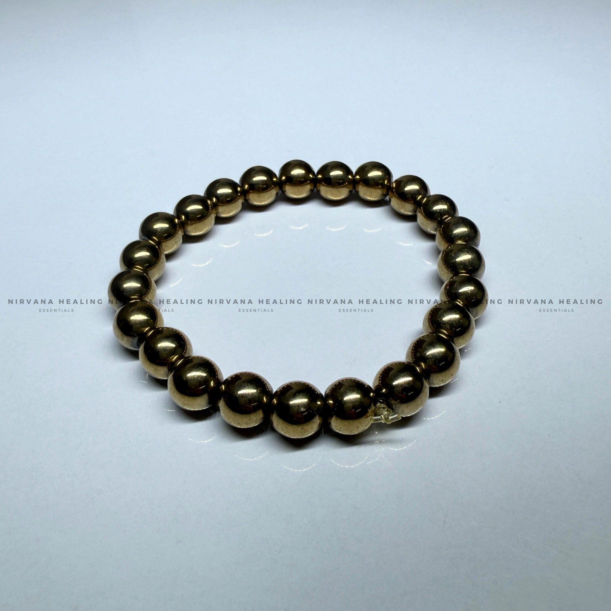 GOLDEN PYRITE ROUND BEADED BRACELET (Money Magnet, Prosperity, Fame, Abundance). - Image 3