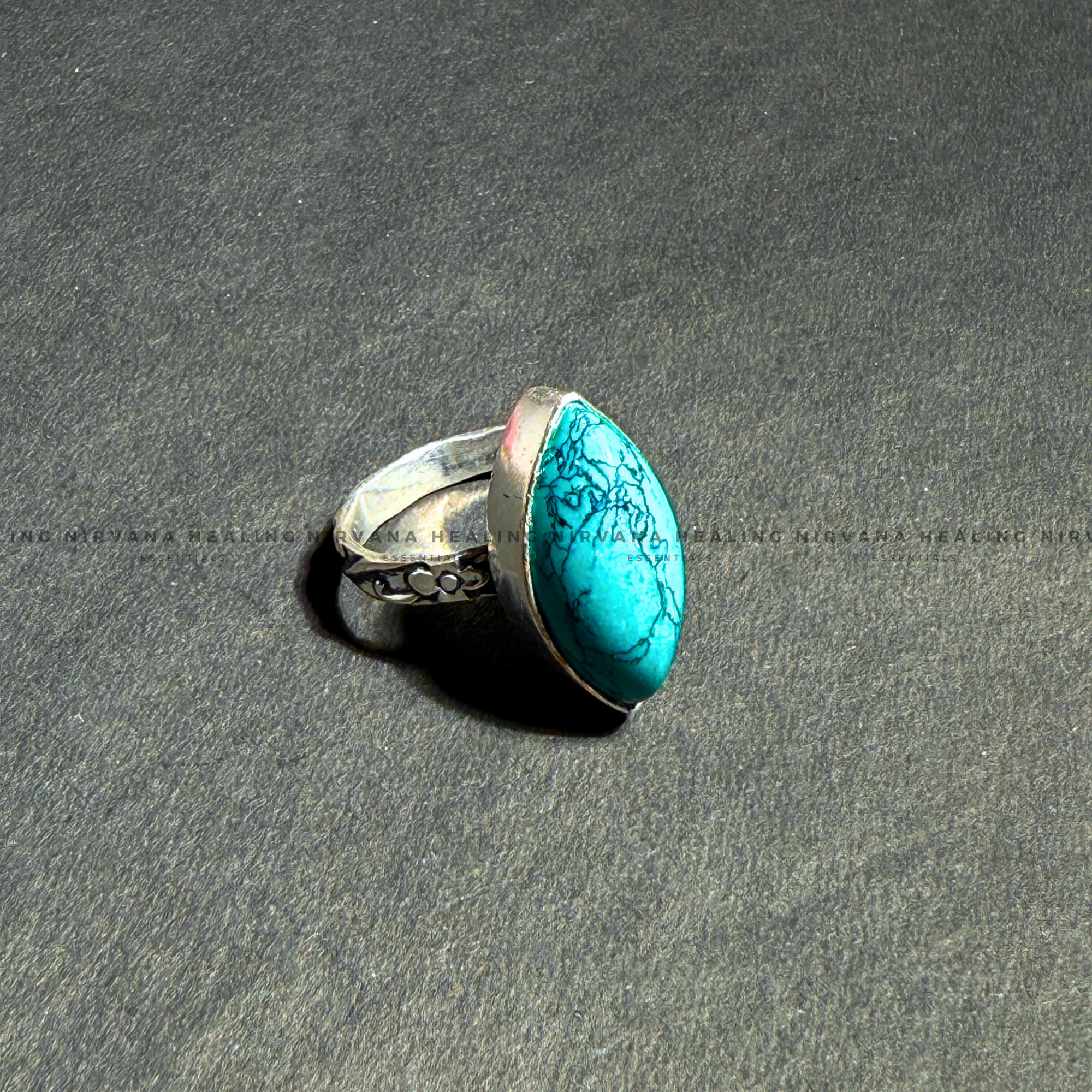 TURQUOISE DIAMOND SHAPED RING (Divine Protection, Psycho Gifts, Healing, Wisdom, Truth) - Image 4