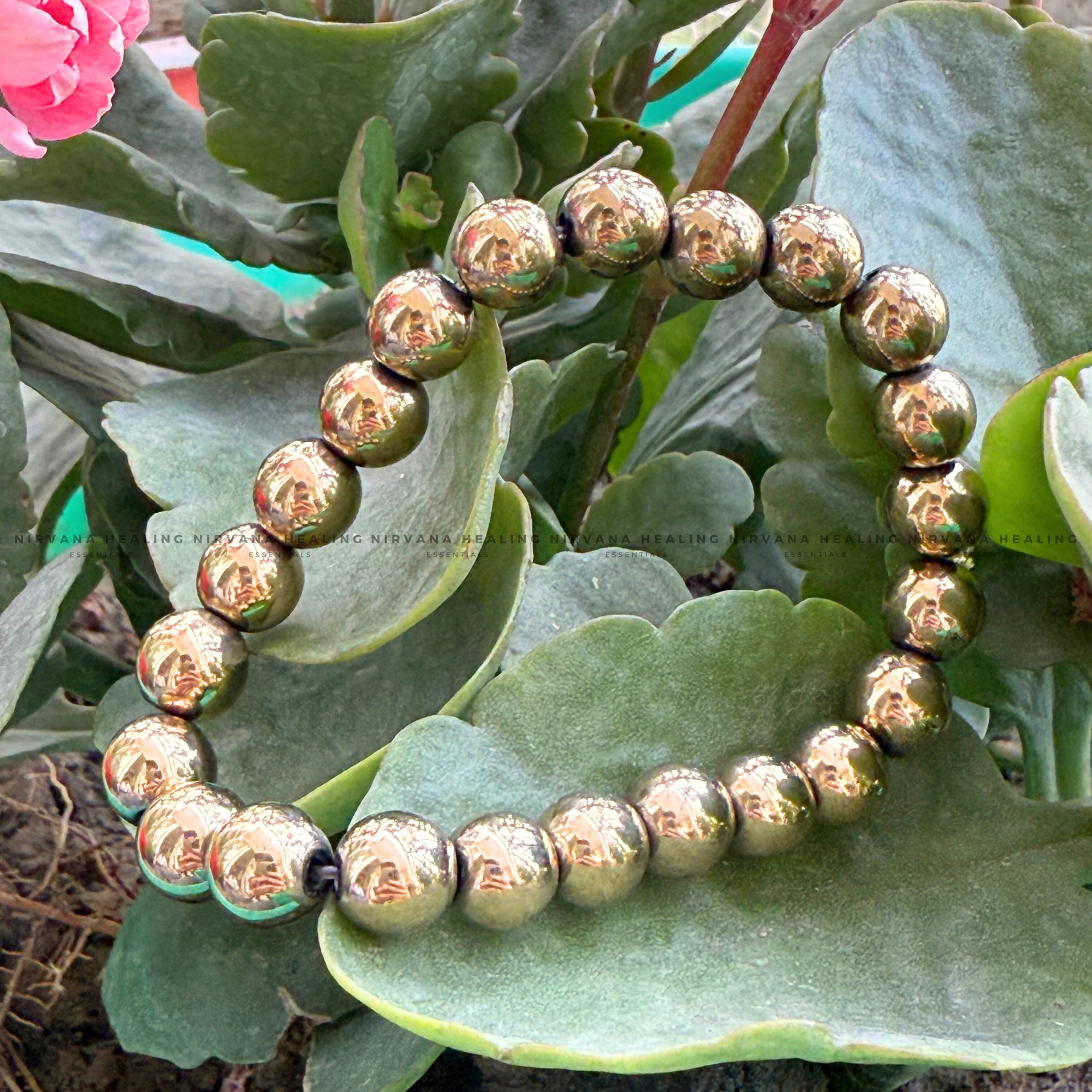 GOLDEN PYRITE ROUND BEADED BRACELET (Money Magnet, Prosperity, Fame, Abundance). - Image 5