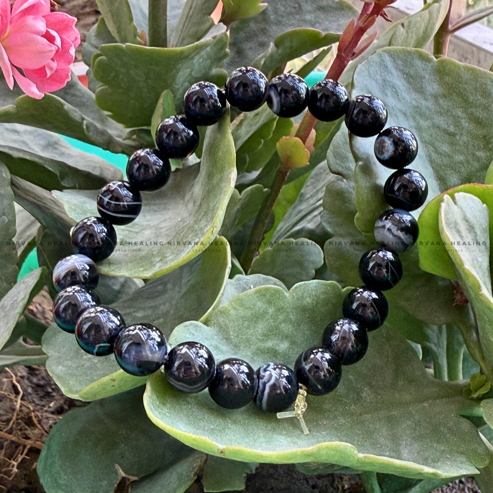 BLACK HAKIK SULEMANI ROUND BEADED BRACELET (Evil Eye Protection, Grounding and Energy Shielding). - Image 6