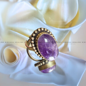 AMETHYST OVAL DESIGNER RING (Meditation, Stress Reduction, Intuition and Manifestation)
