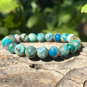 CHRYSOCOLLA ROUND BEADED BRACELET (Wisdom, Divine Feminine And Emotional Healing)