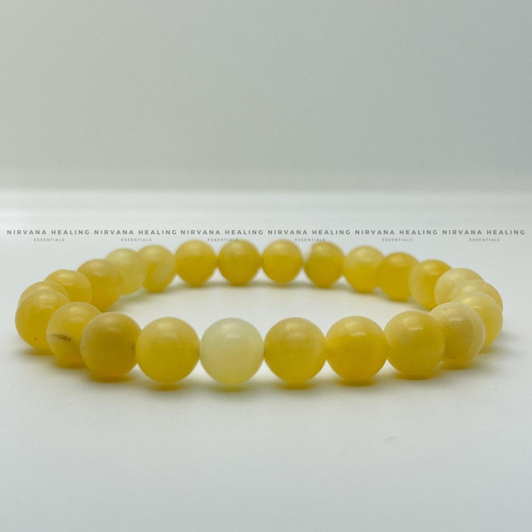 YELLOW CALCITE ROUND BEADED BRACELET (Self Confidence, Self Worth, Will Power And Motivation) - Image 2