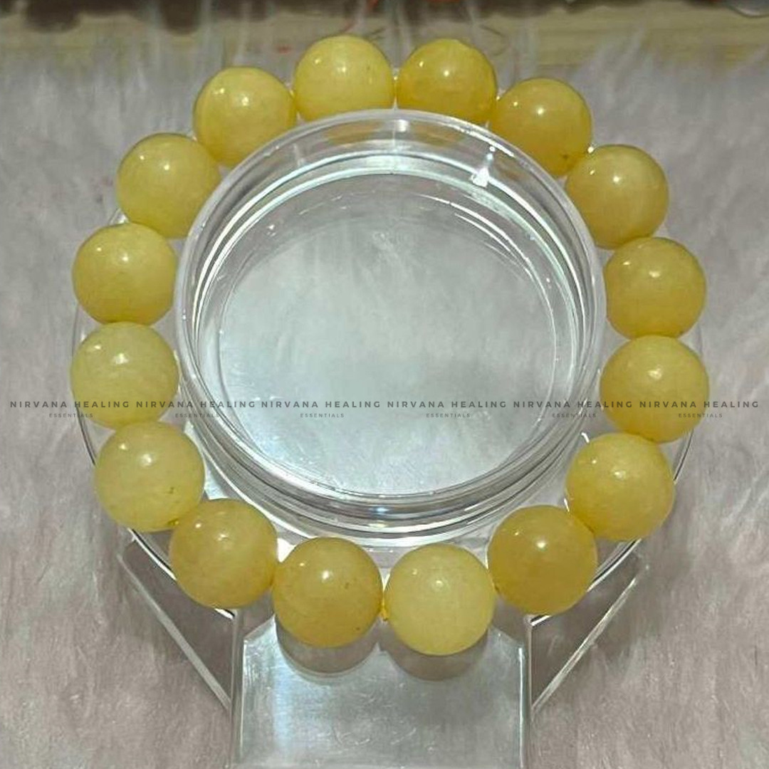 YELLOW CALCITE ROUND BEADED BRACELET (Self Confidence, Self Worth, Will Power And Motivation) - Image 6