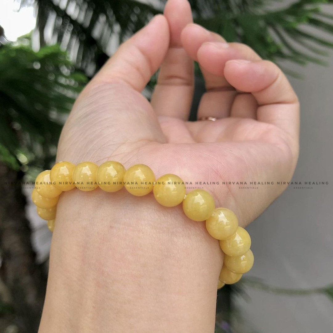 YELLOW CALCITE ROUND BEADED BRACELET (Self Confidence, Self Worth, Will Power And Motivation) - Image 5