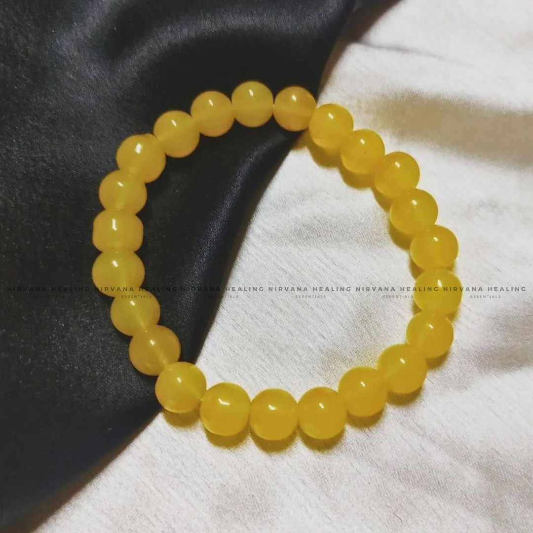 YELLOW CALCITE ROUND BEADED BRACELET (Self Confidence, Self Worth, Will Power And Motivation) - Image 3