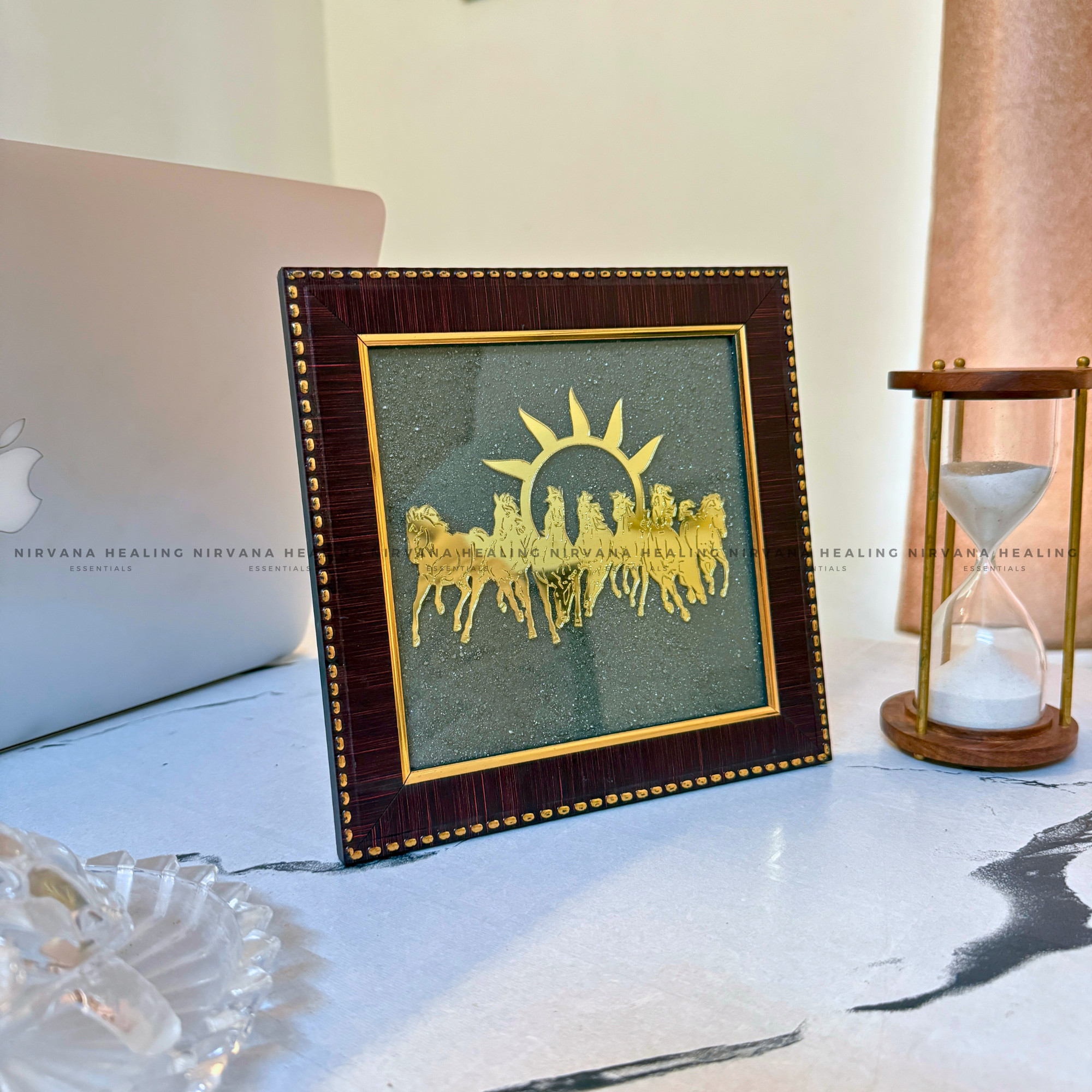 7 HORSES ON RAW PYRITE FRAME (Symbol of Speed, Success & Abundance - Image 6