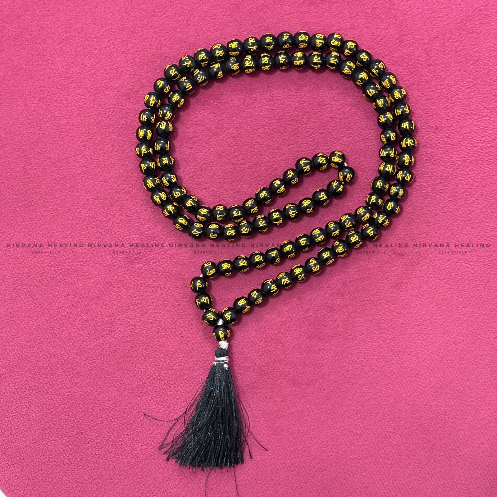 BLACK OM MANI PADME HUM MALA (Compassion, Protection, Spiritual Awakening) - Image 3