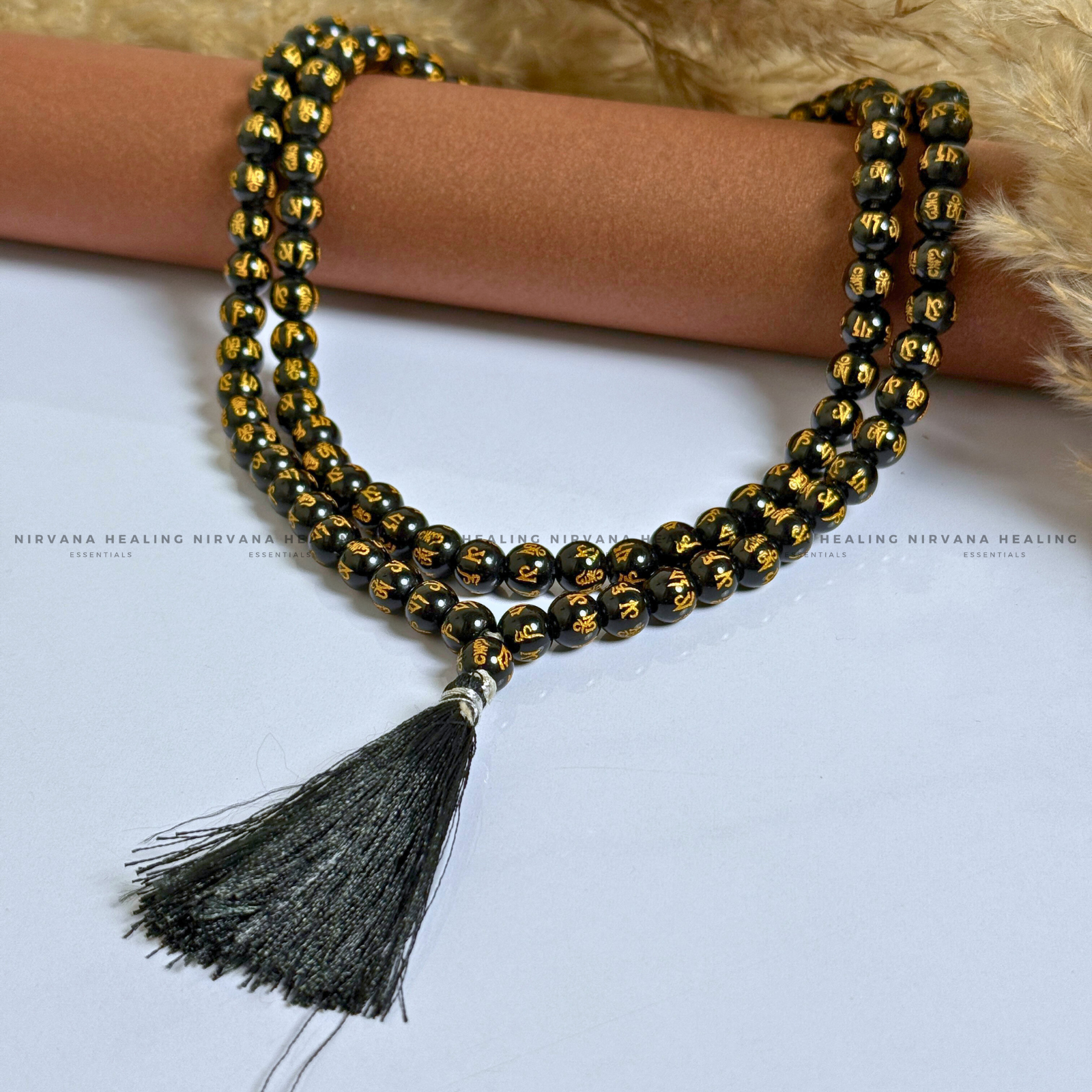 BLACK OM MANI PADME HUM MALA (Compassion, Protection, Spiritual Awakening) - Image 2