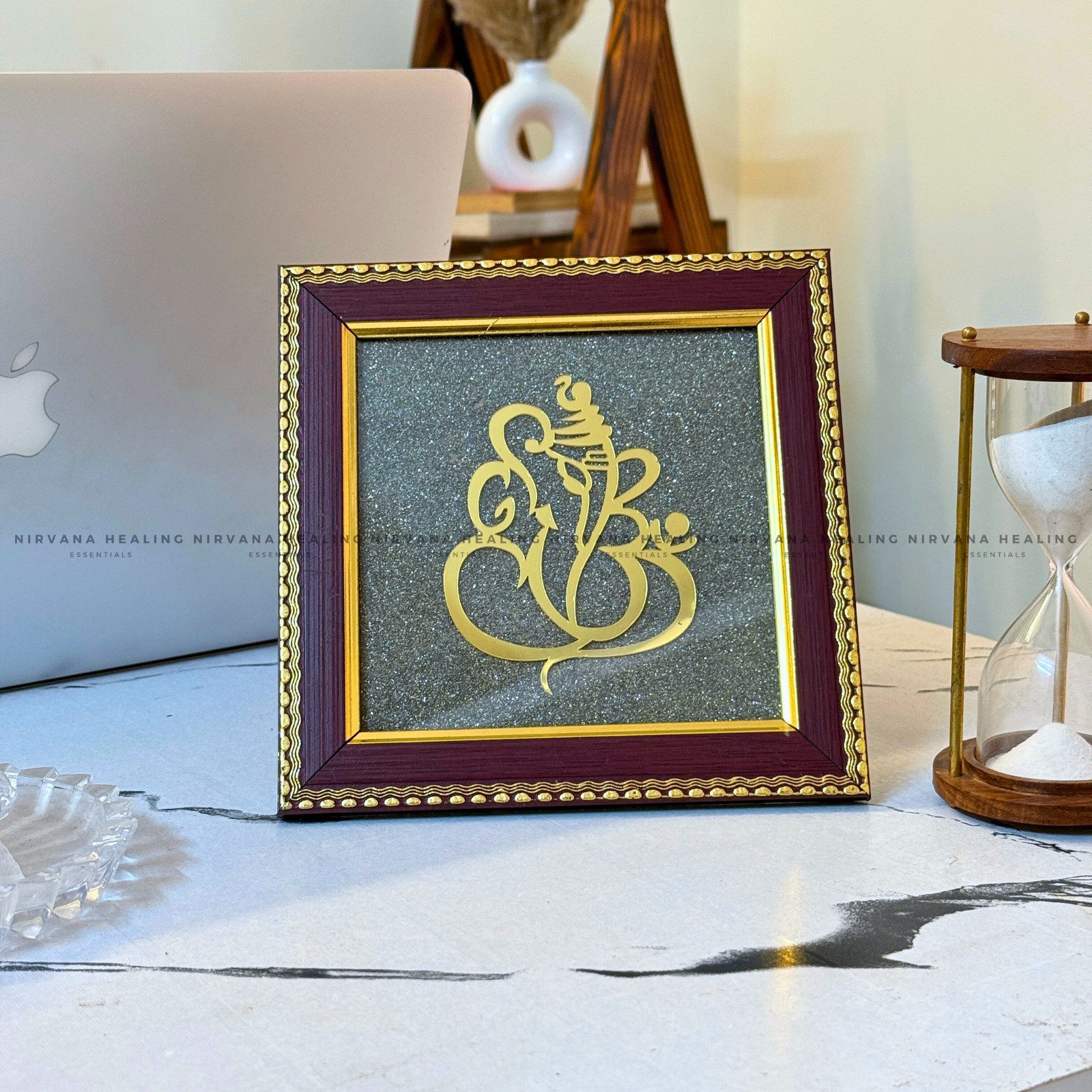 GANESH JI ON RAW PYRITE FRAME (Blessings of Prosperity, Protection & New Beginnings)