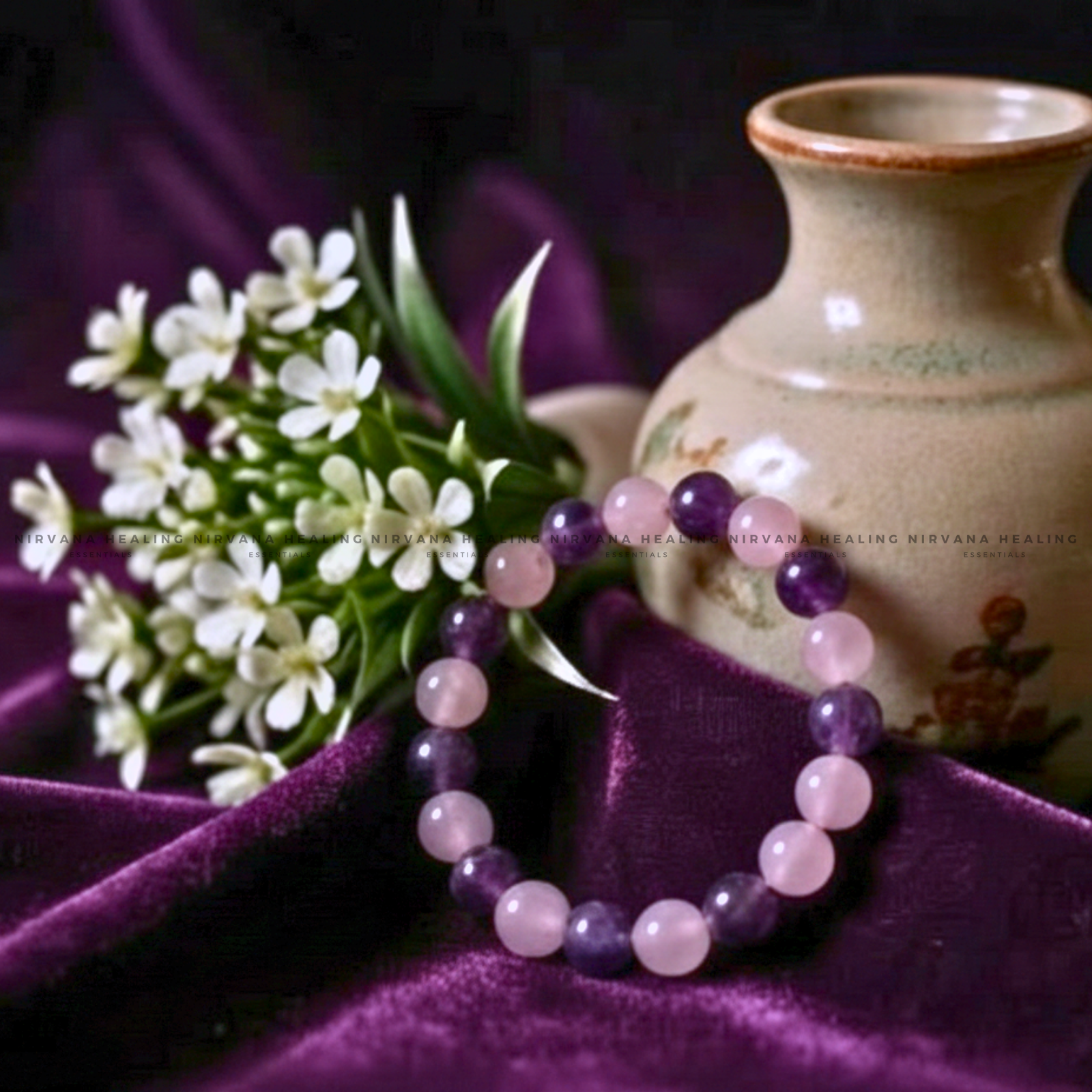 ROSE QUARTZ + AMETHYST BRACELET (Love, Peace & Emotional Healing) - Image 2