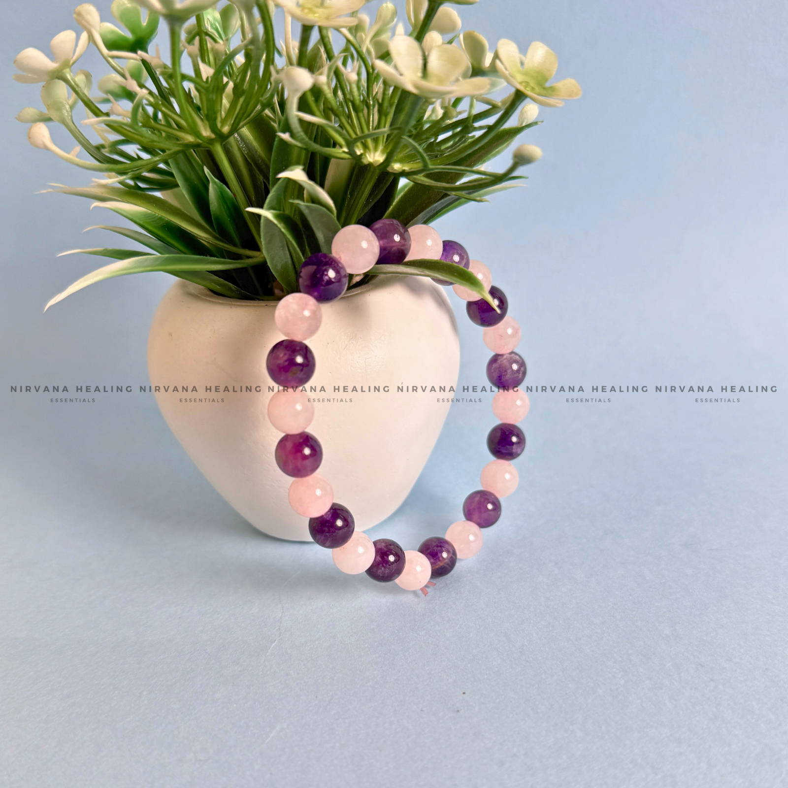 ROSE QUARTZ + AMETHYST BRACELET (Love, Peace & Emotional Healing) - Image 3