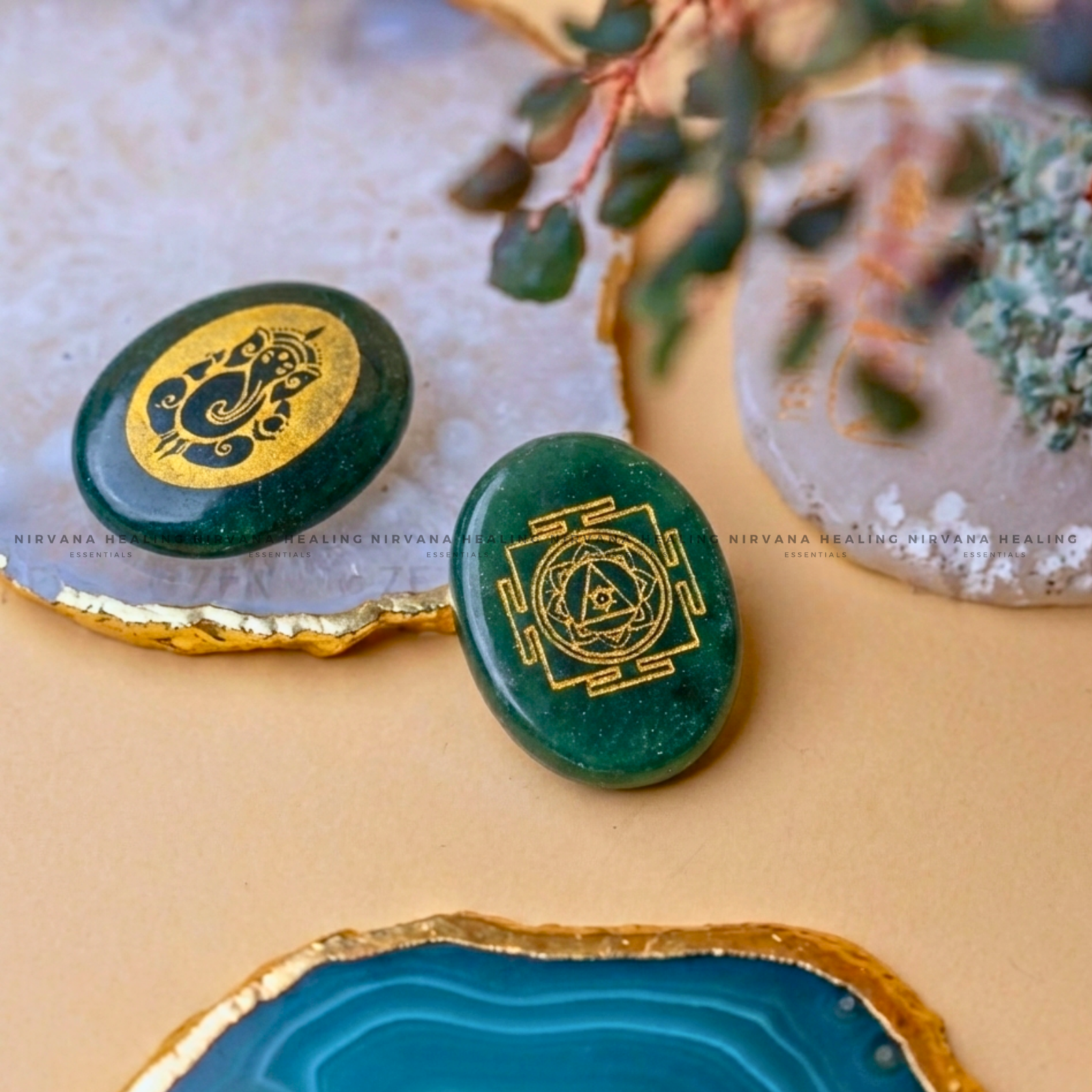 GREEN AVENTURINE GANESHA ZIBU COIN (Luck, Opportunity, Obstacle Removal) - Image 4