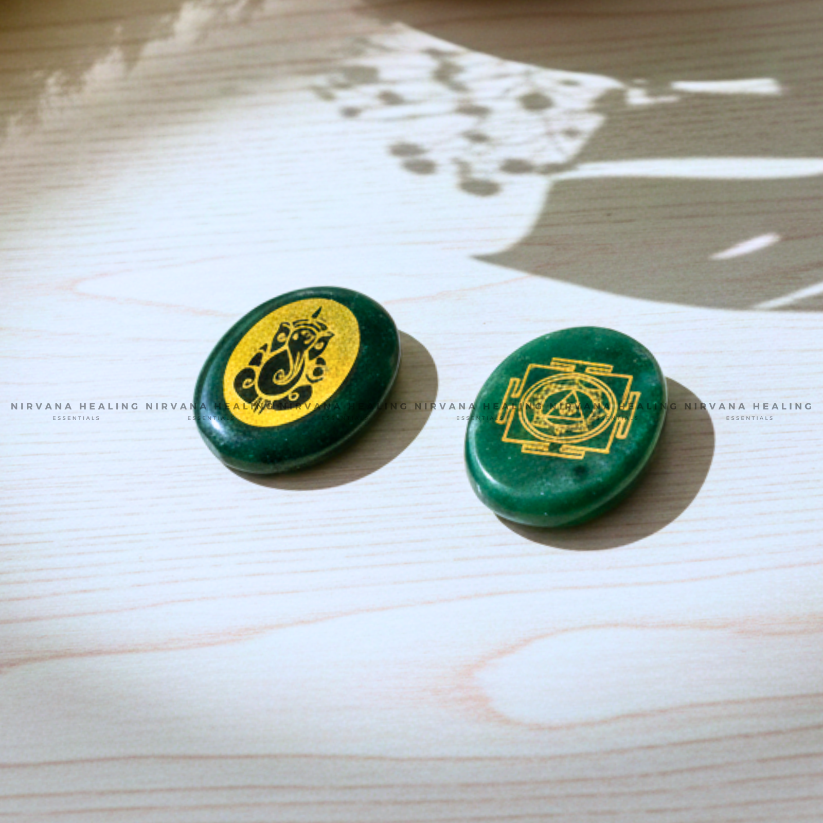 GREEN AVENTURINE GANESHA ZIBU COIN (Luck, Opportunity, Obstacle Removal) - Image 2