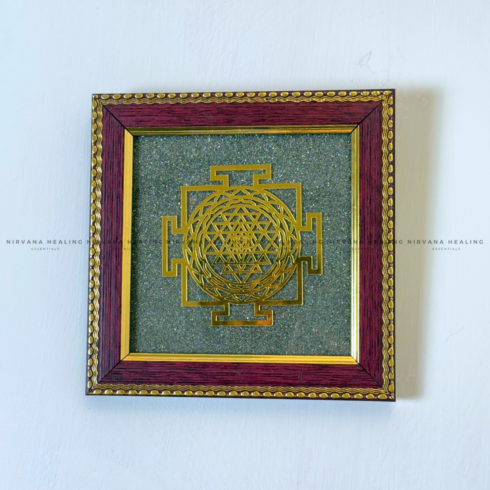 SHREE YANTRA ON RAW PYRITE FRAME (Wealth, Power & Manifestation) - Image 4
