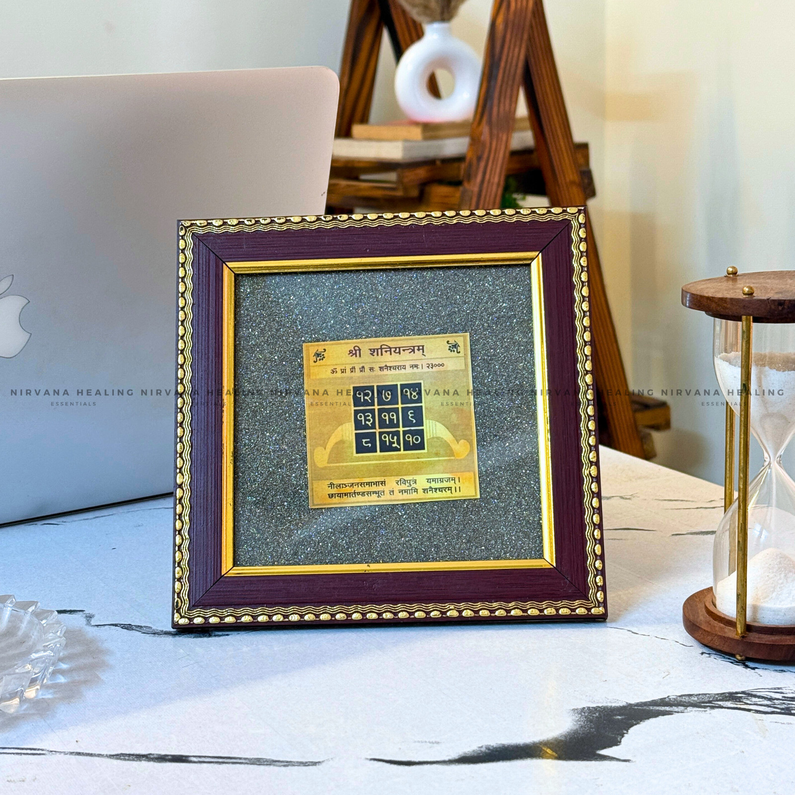 SHANI YANTRA ON RAW PYRITE FRAME (Protection, Stability & Karmic Balance) - Image 5
