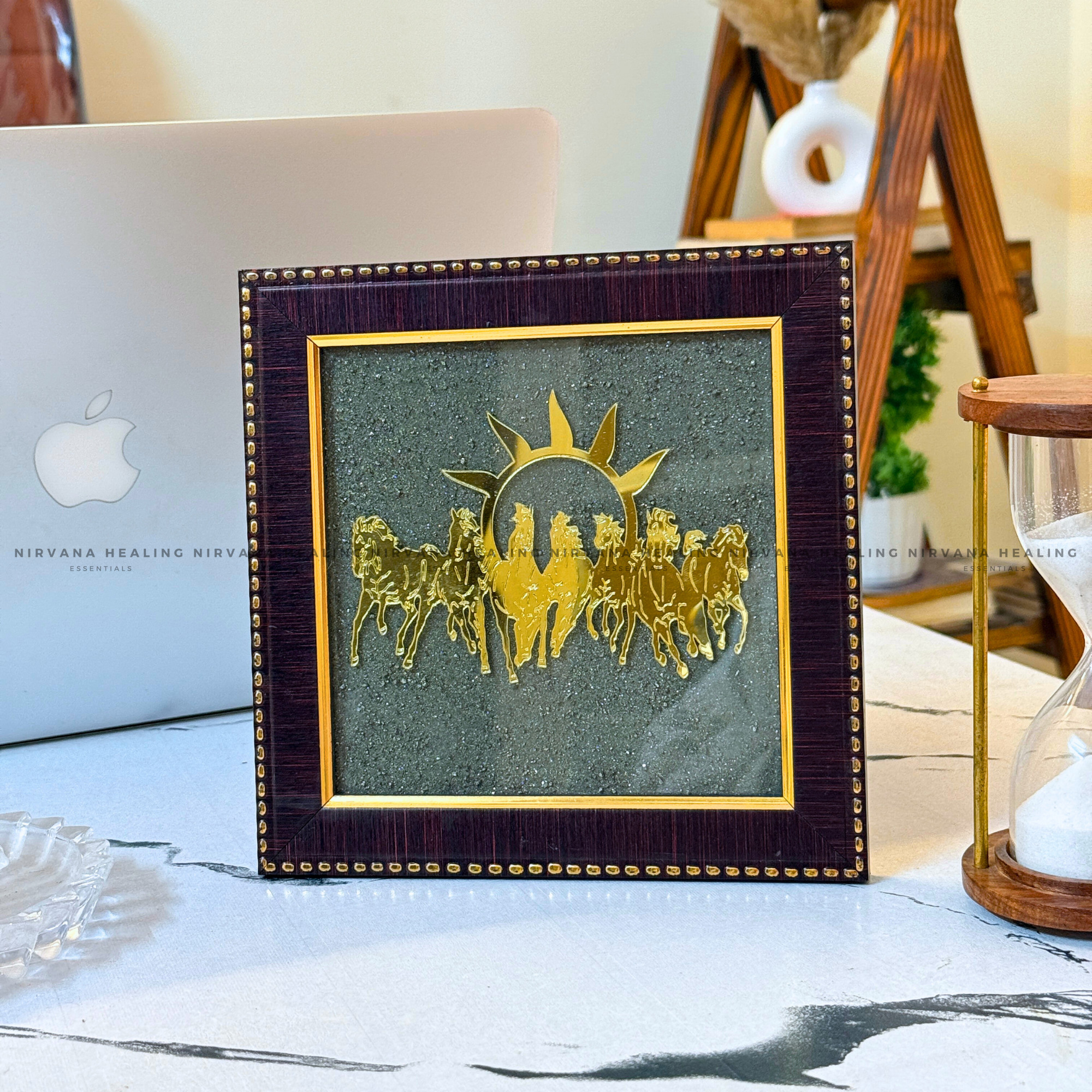 7 HORSES ON RAW PYRITE FRAME (Symbol of Speed, Success & Abundance - Image 2