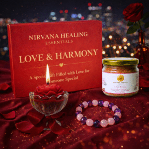 LOVE RITUAL BATH SALT, ROSE QUARTZ + AMETHYST BRACELET AND FLORAL JAR CANDLE GIFT COMBO