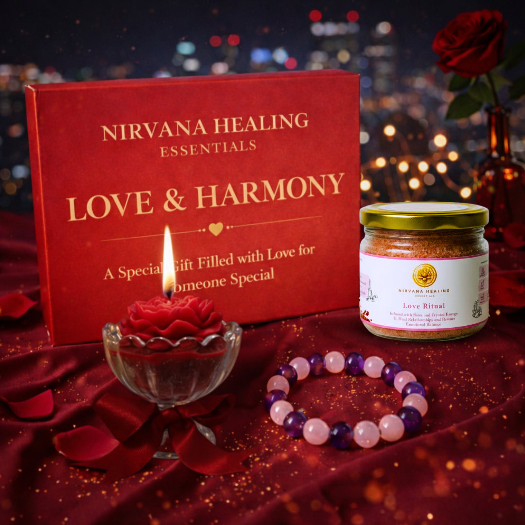 LOVE RITUAL BATH SALT, ROSE QUARTZ + AMETHYST BRACELET AND FLORAL JAR CANDLE GIFT COMBO