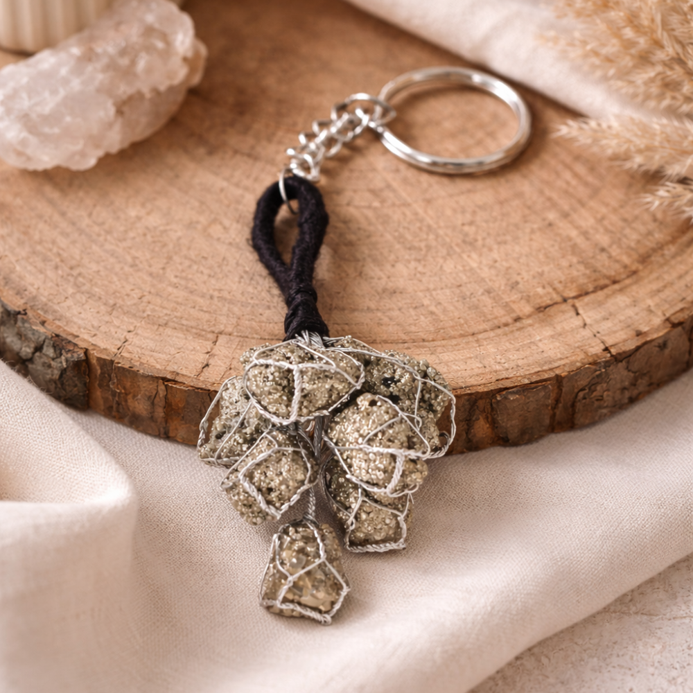 PYRITE STONE KEYCHAIN - Protection, Abundance & Confidence - Image 2