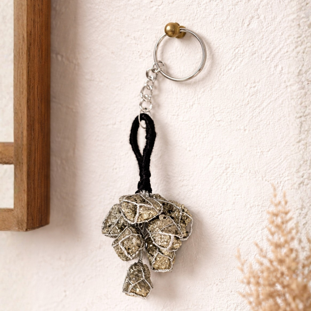 PYRITE STONE KEYCHAIN - Protection, Abundance & Confidence - Image 3