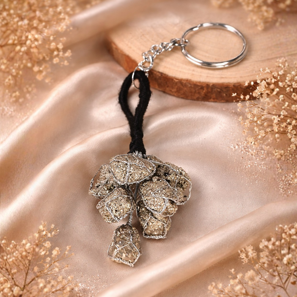 PYRITE STONE KEYCHAIN - Protection, Abundance & Confidence - Image 4